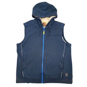 Tommy Bahama Sleeveless Sherpa Lined Hoodie Vest Mens XXL Navy Blue Heavy Jacket